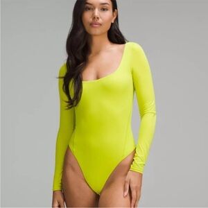 NWT- Lululemon- NULU Wundermost Square-Neck Thong Bodysuit- XL- Lemon Lime